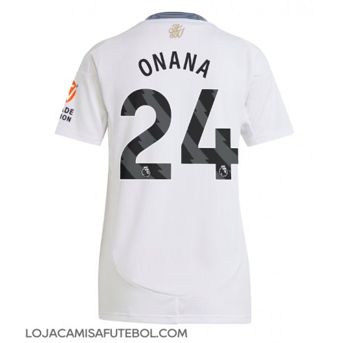 Camisa de Futebol Aston Villa Amadou Onana #24 Equipamento Secundário Mulheres 2024-25 Manga Curta